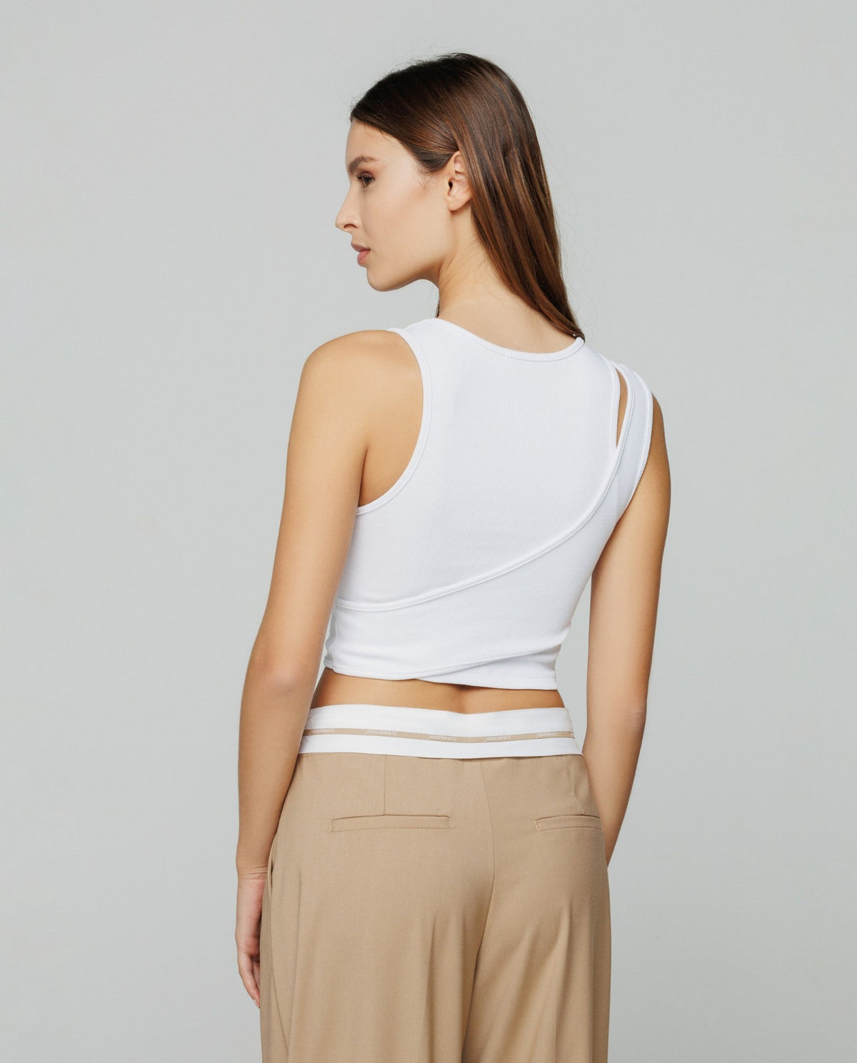 Crop Top Con Incrocio Sul Davanti In Costina