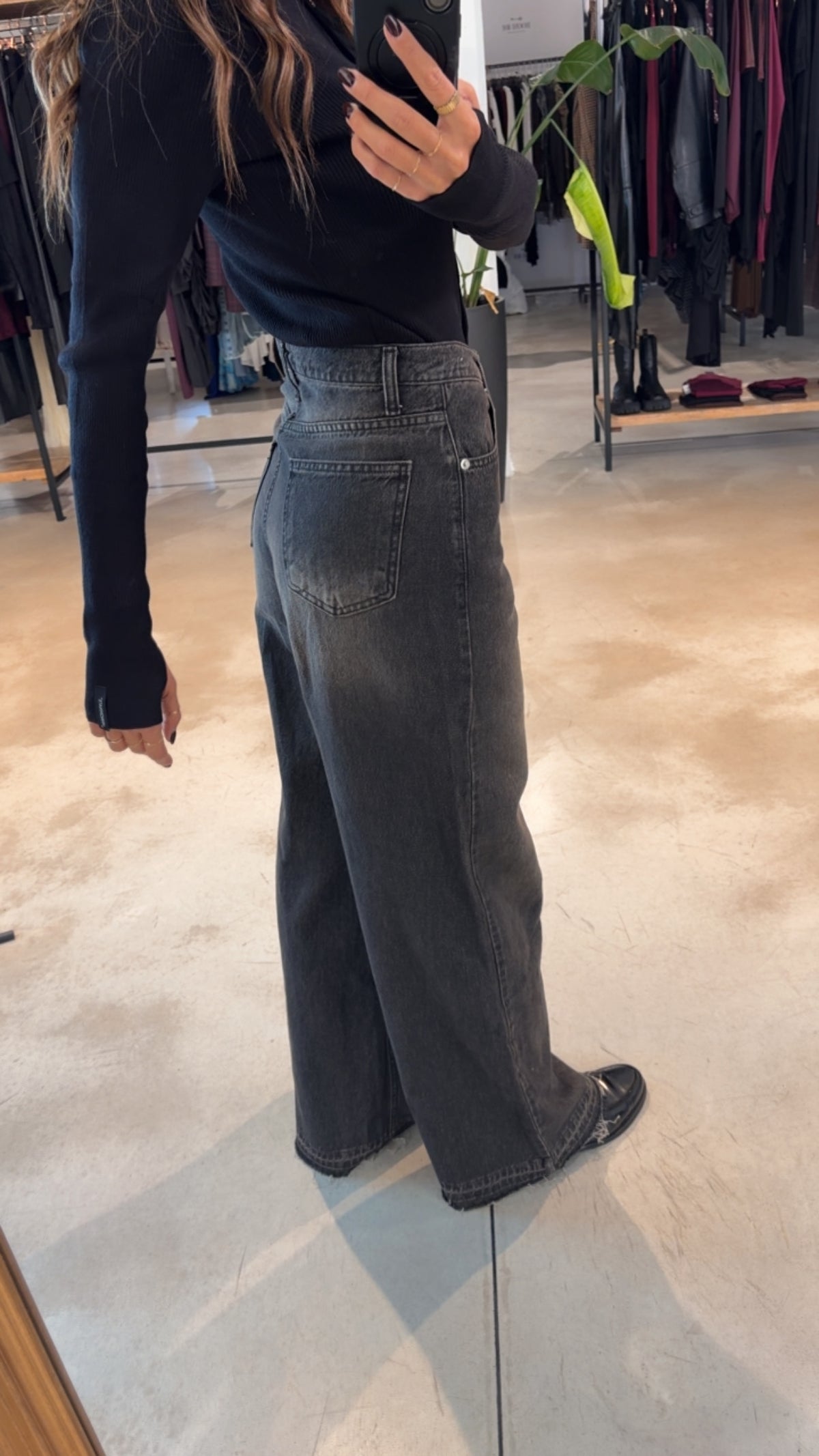 Jeans Wide Leg Grigio