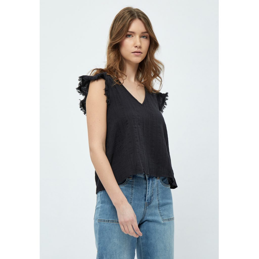 Clara Cap Sleeve Crop Blouse Black