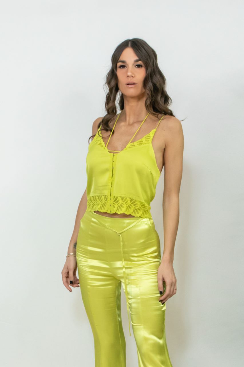 Top Con Inserto Pizzo E Ganci