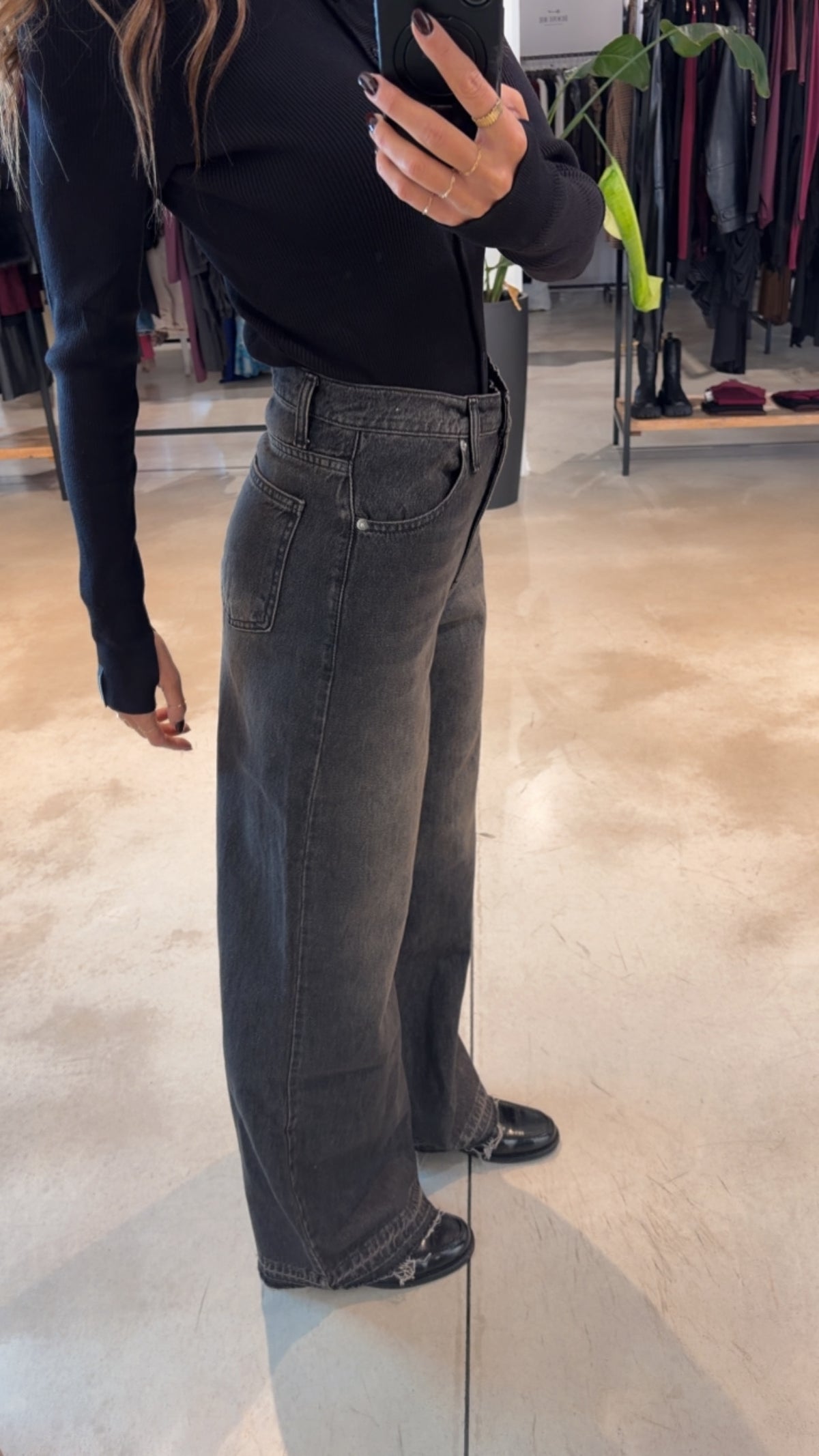 Jeans Wide Leg Grigio