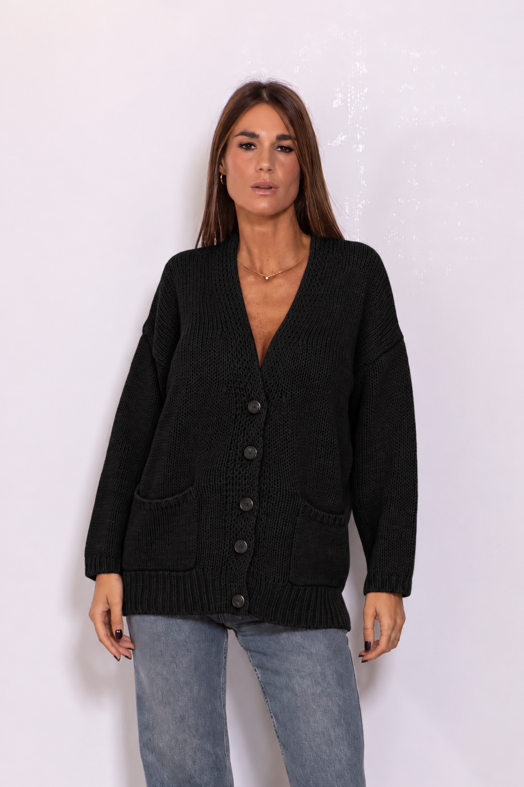 Cardigan over con bottoni