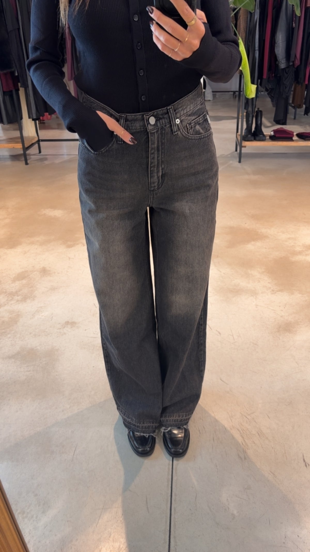 Jeans Wide Leg Grigio