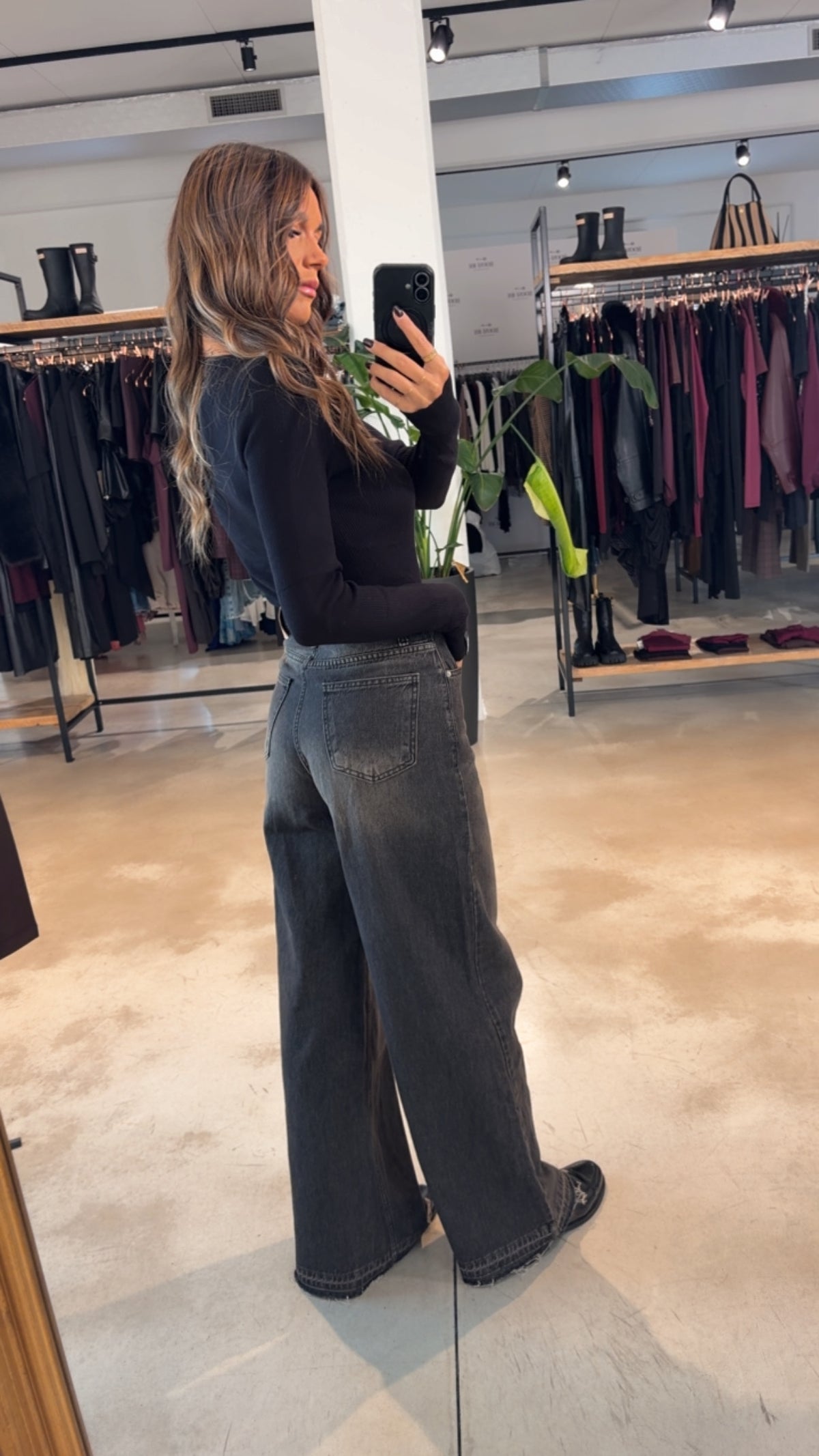 Jeans Wide Leg Grigio
