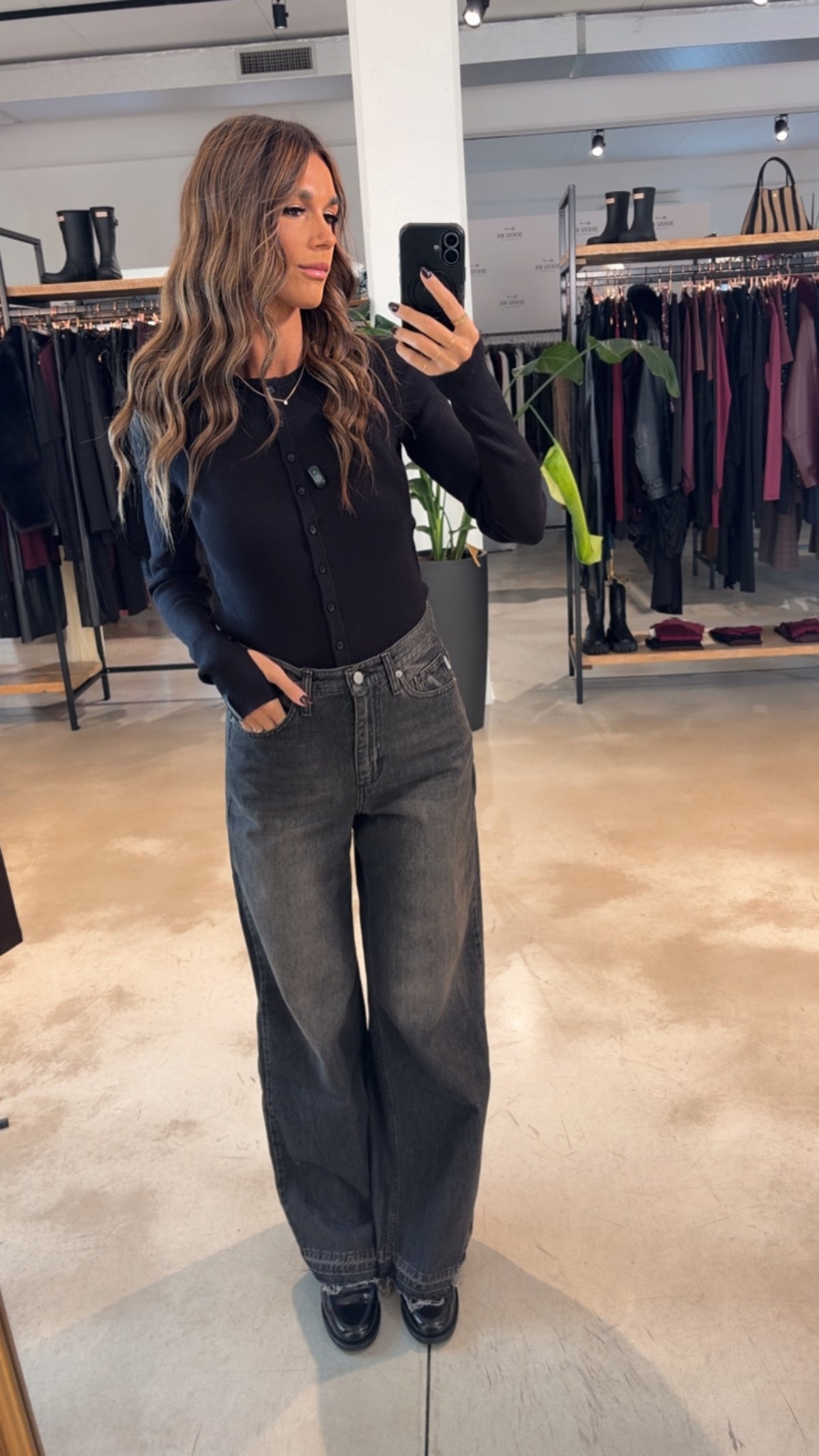 Jeans Wide Leg Grigio