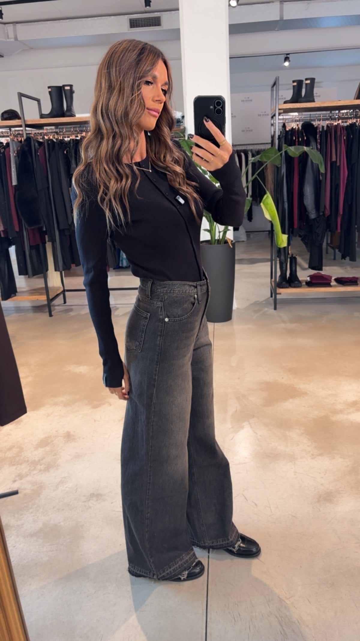 Jeans Wide Leg Grigio