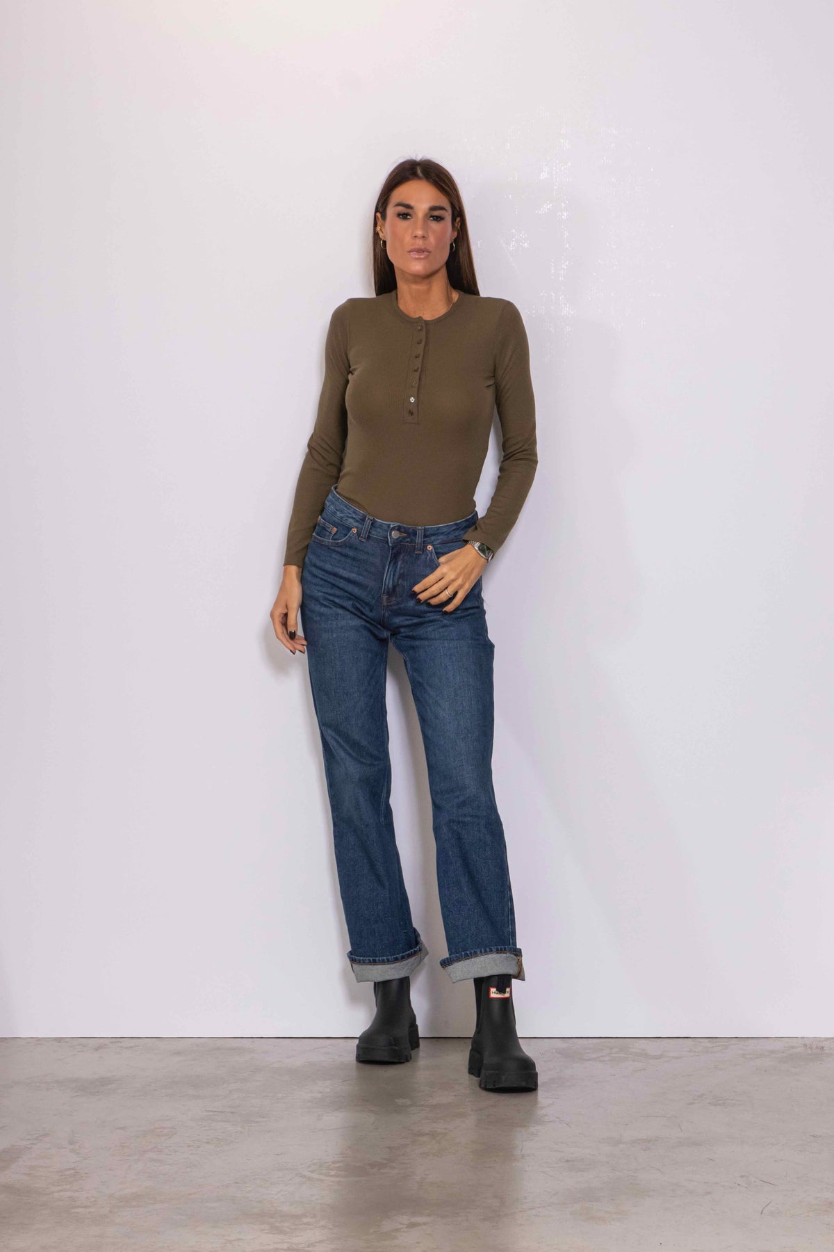 Preordine T-shirt Serafino Girocollo A Maniche Lunghe In Tessuto A Costine