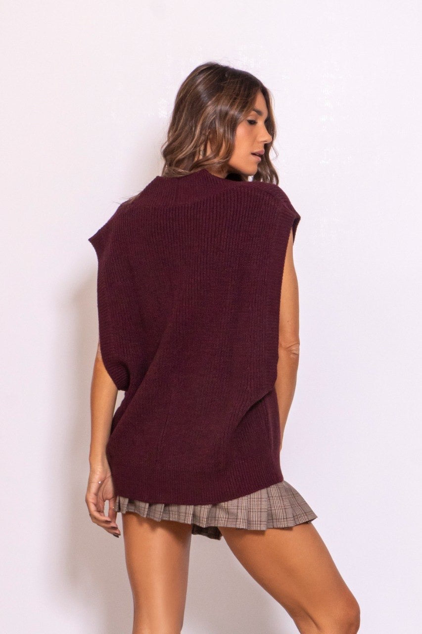 Cardigan Scollo A V Bordeuax