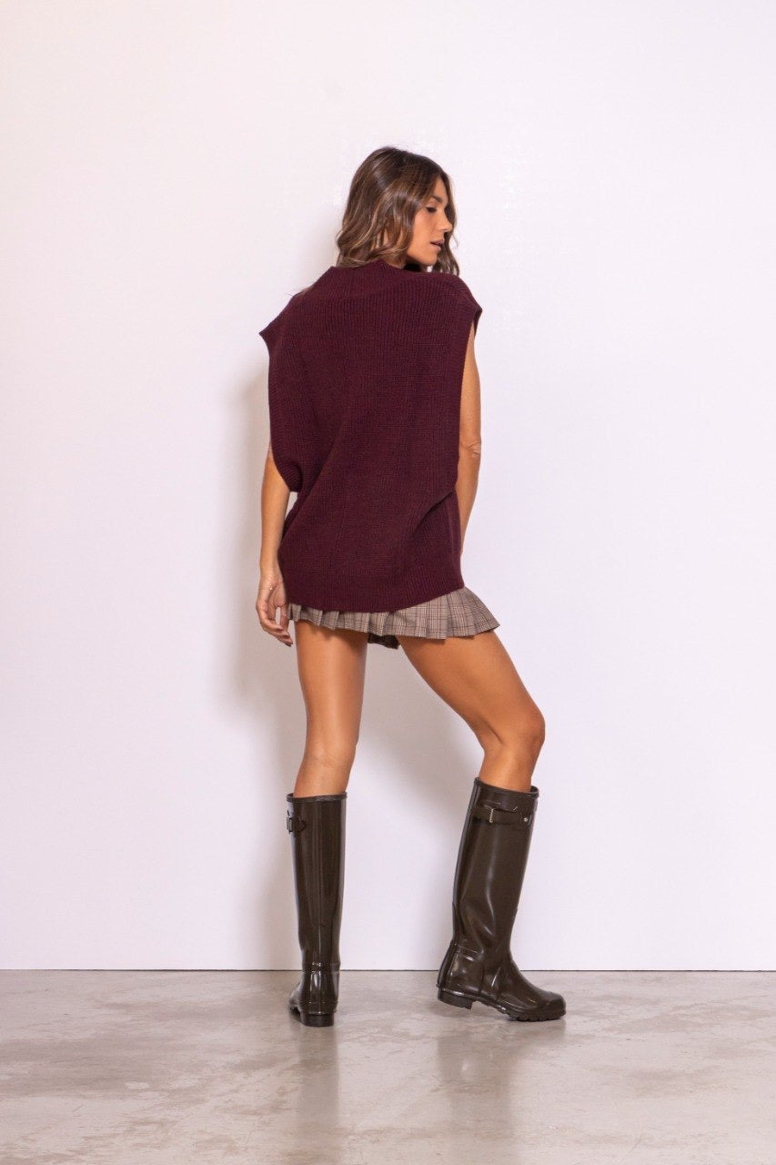 Cardigan Scollo A V Bordeuax