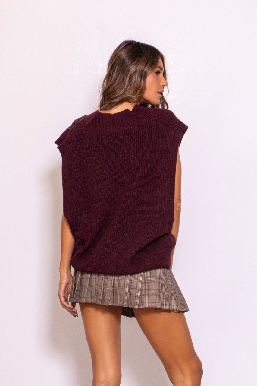 Cardigan Scollo A V Bordeuax