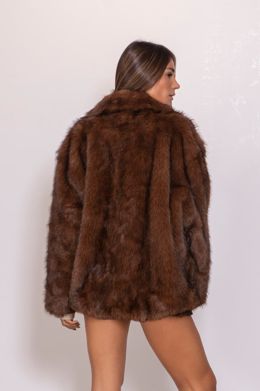 Ecopelliccia maniche lunghe marrone