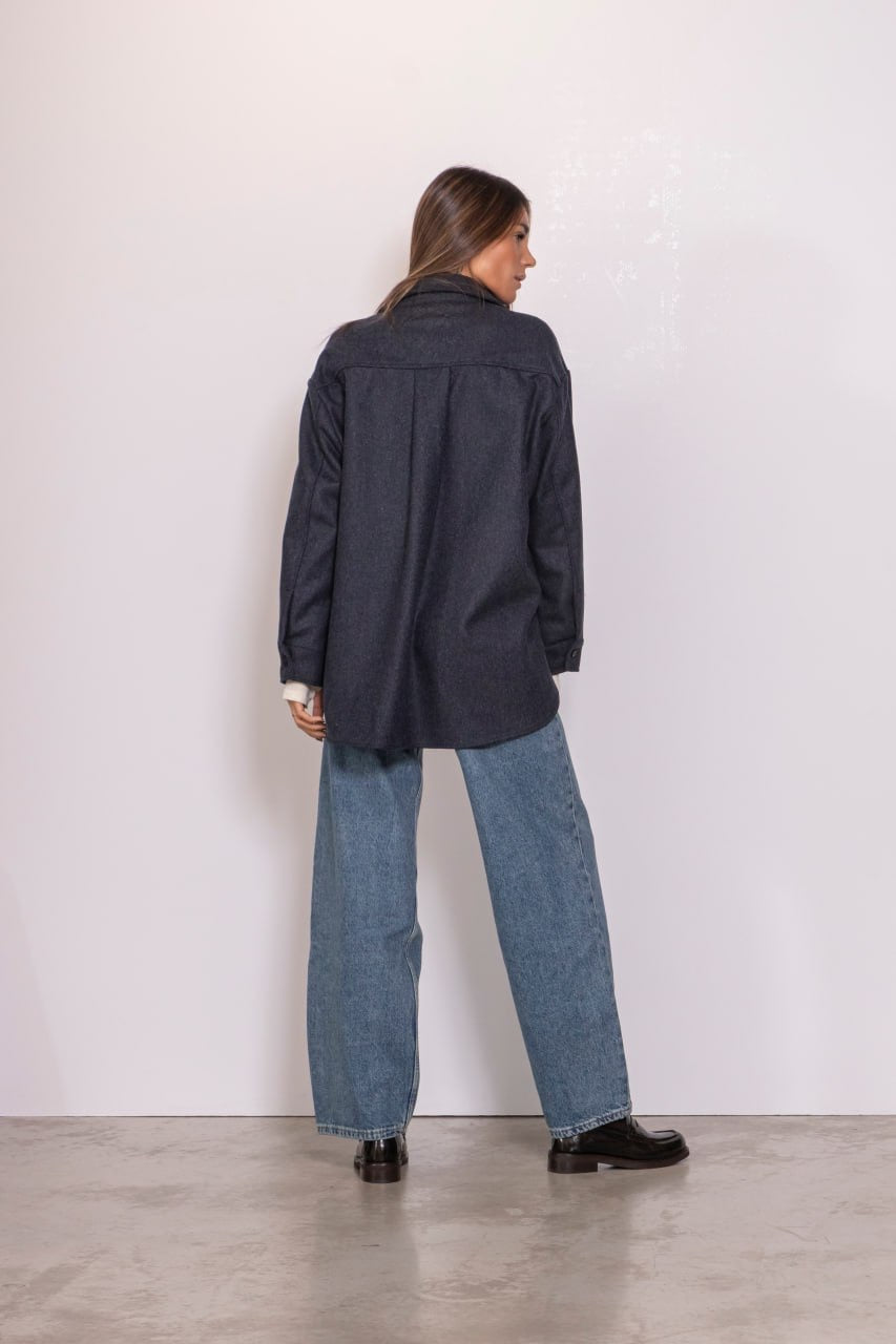 Camicia tasche applicate fantasia check blu