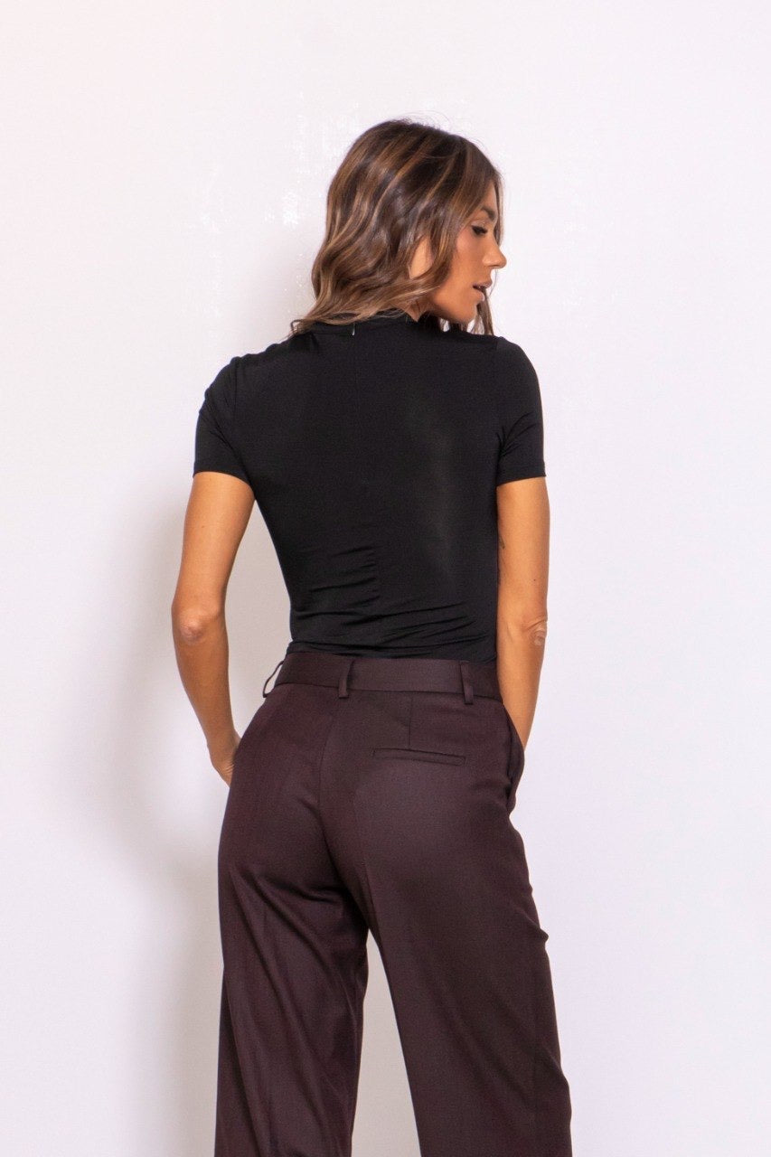 Pantalone Dritto Spinato Bordeaux