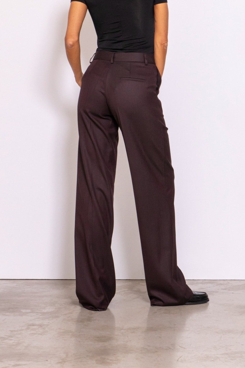 Pantalone Dritto Spinato Bordeaux