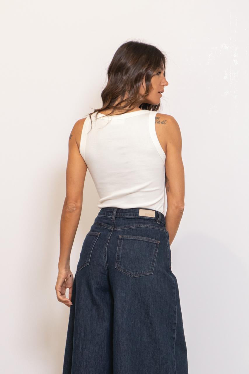Nuvenice - Hr Extra Wide Jeans - Dark Denim Blue