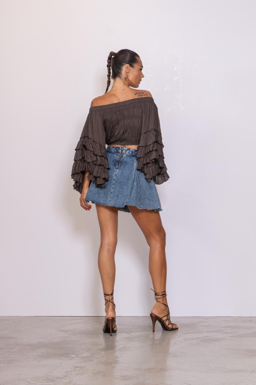 Tone Denim Skirt - Drift Sky Retro