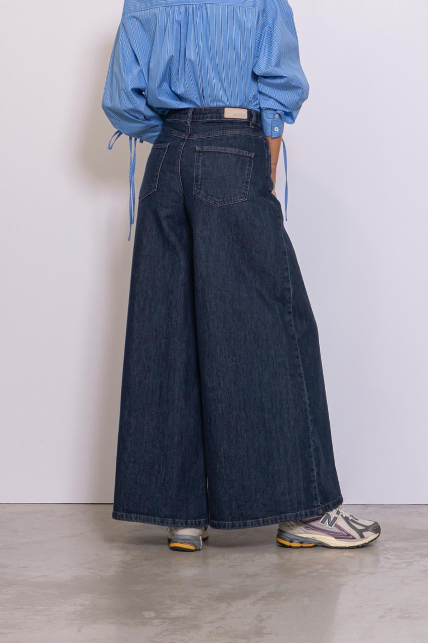 Nuvenice - Hr Extra Wide Jeans - Dark Denim Blue