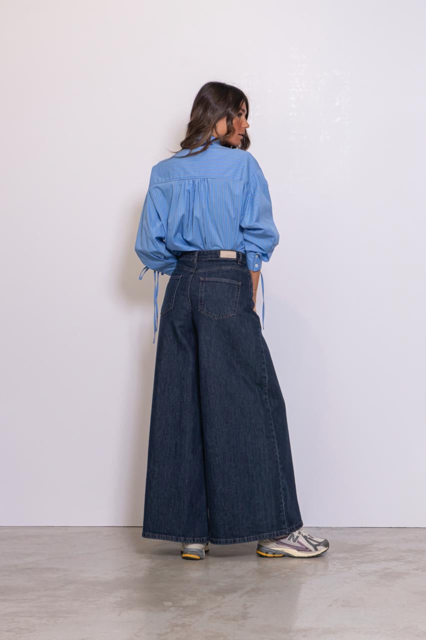 Nuvenice - Hr Extra Wide Jeans - Dark Denim Blue