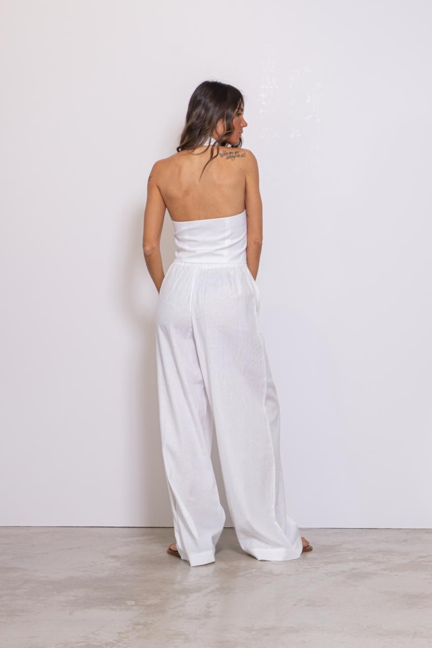 Pantaloni Lunghi In Lino Bianco