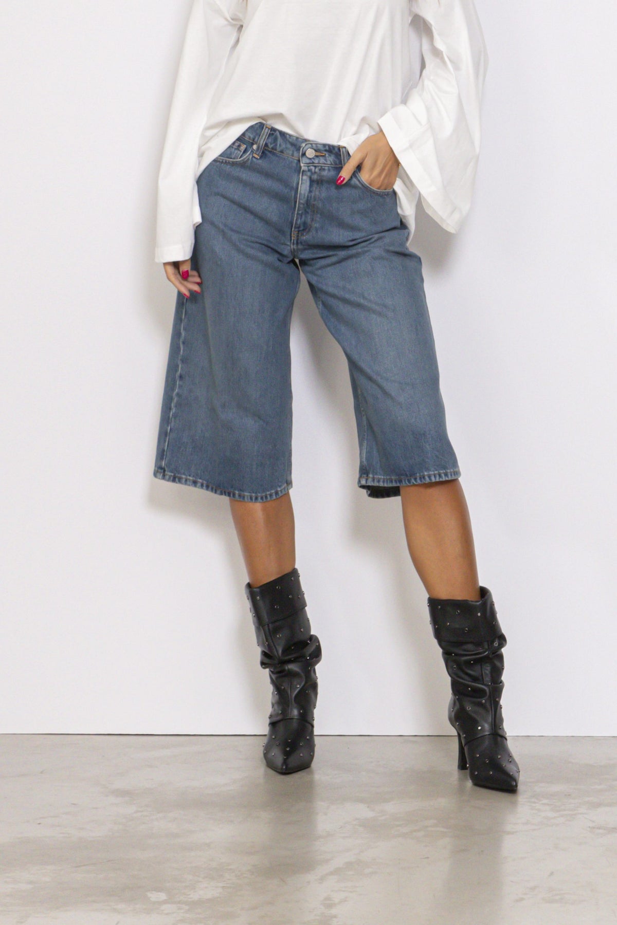 Jeans Bermuda Wide Leg