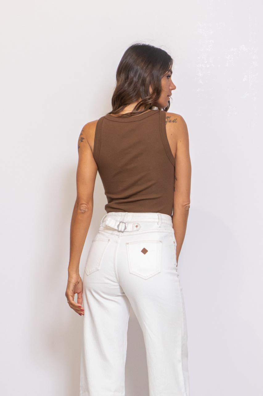 94 High Wide Western White Jeans