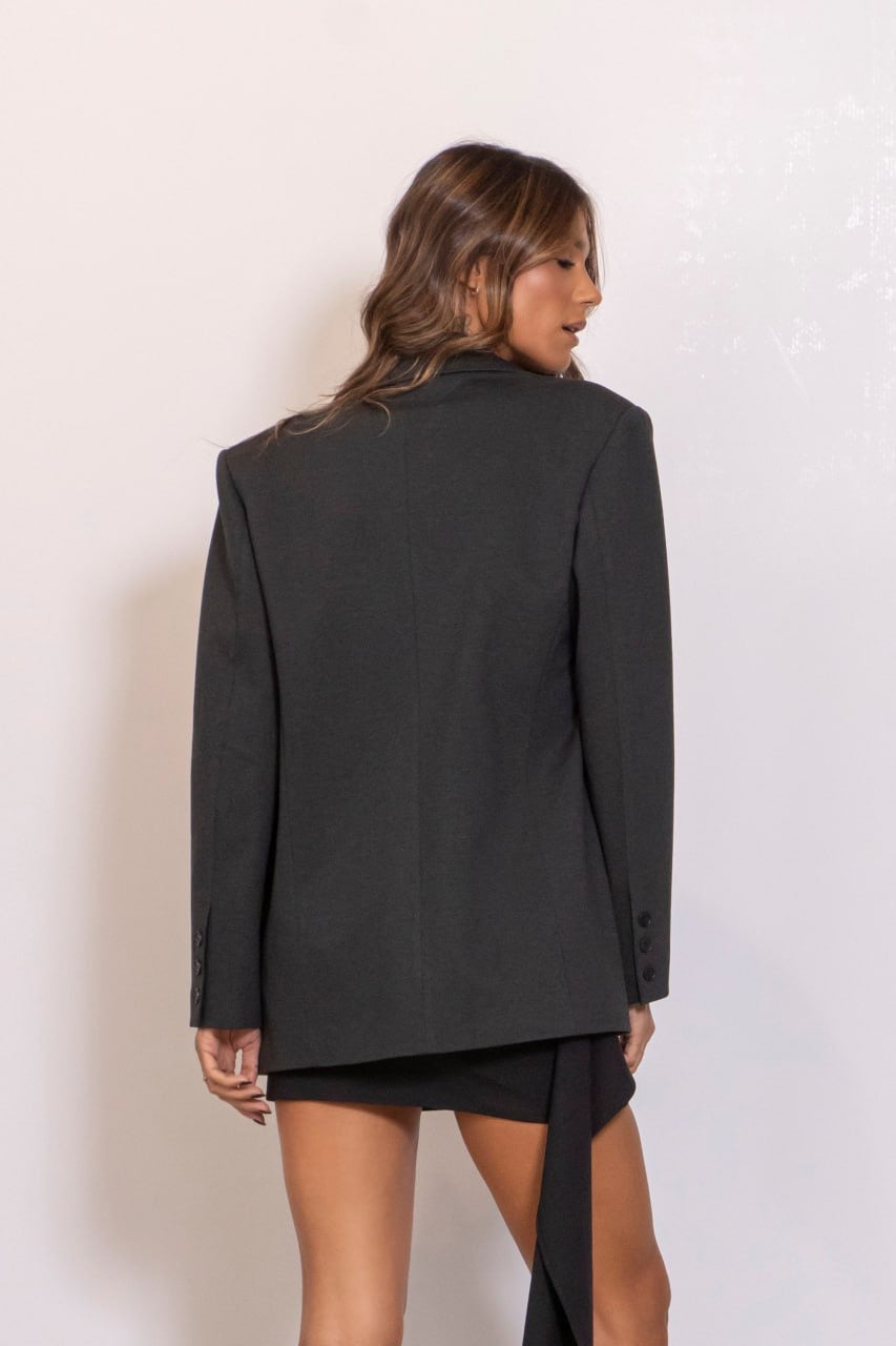 Blazer Relax Fit Con Ricami Gioiello Antracite