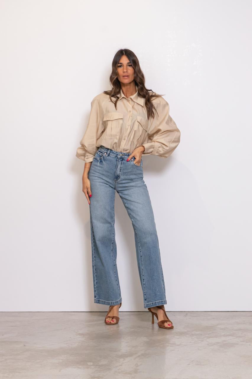 Camicia Con Tasche Applicate E Spalline Imbottite
