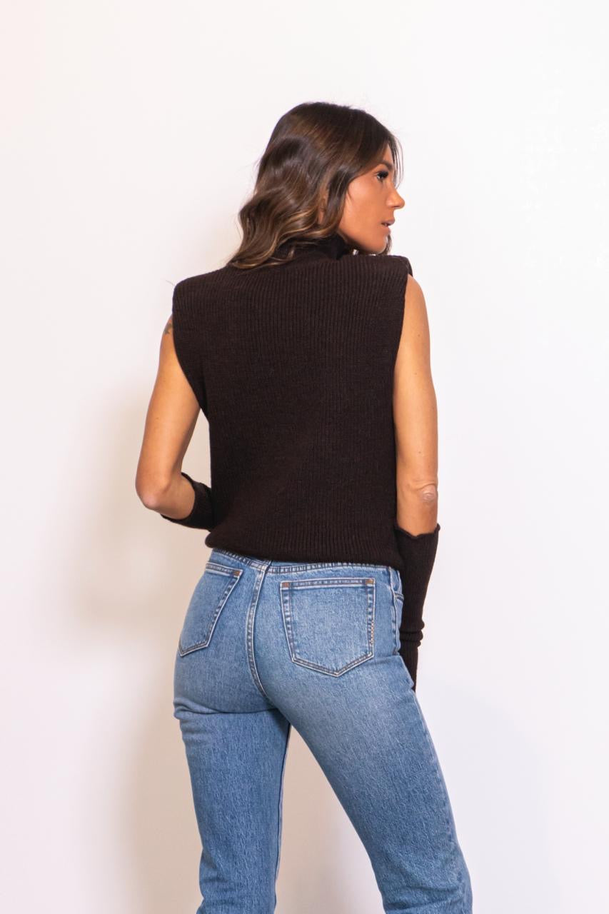 Lupetto In Maglia Con Manicotti