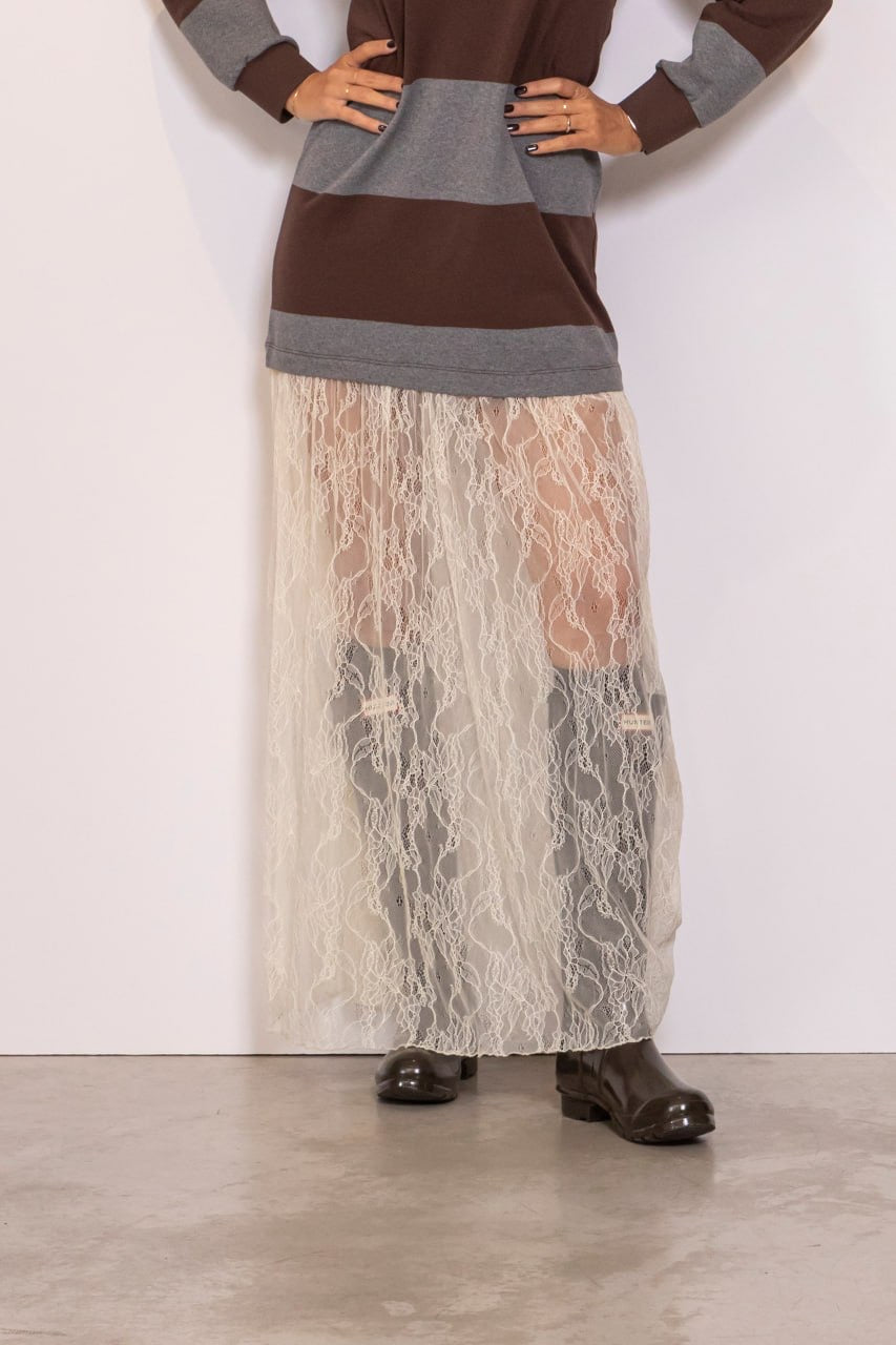 Abito Felpa Con Pizzo Sotto