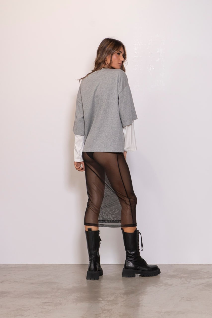 T-shirt Doppia Manica Grigia