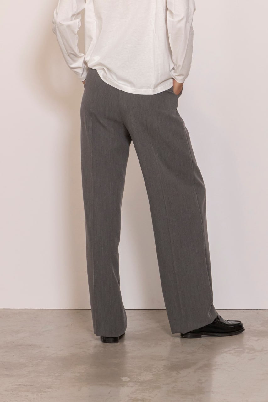 Pantalone Con Pinces Grigio Gamba Dritta