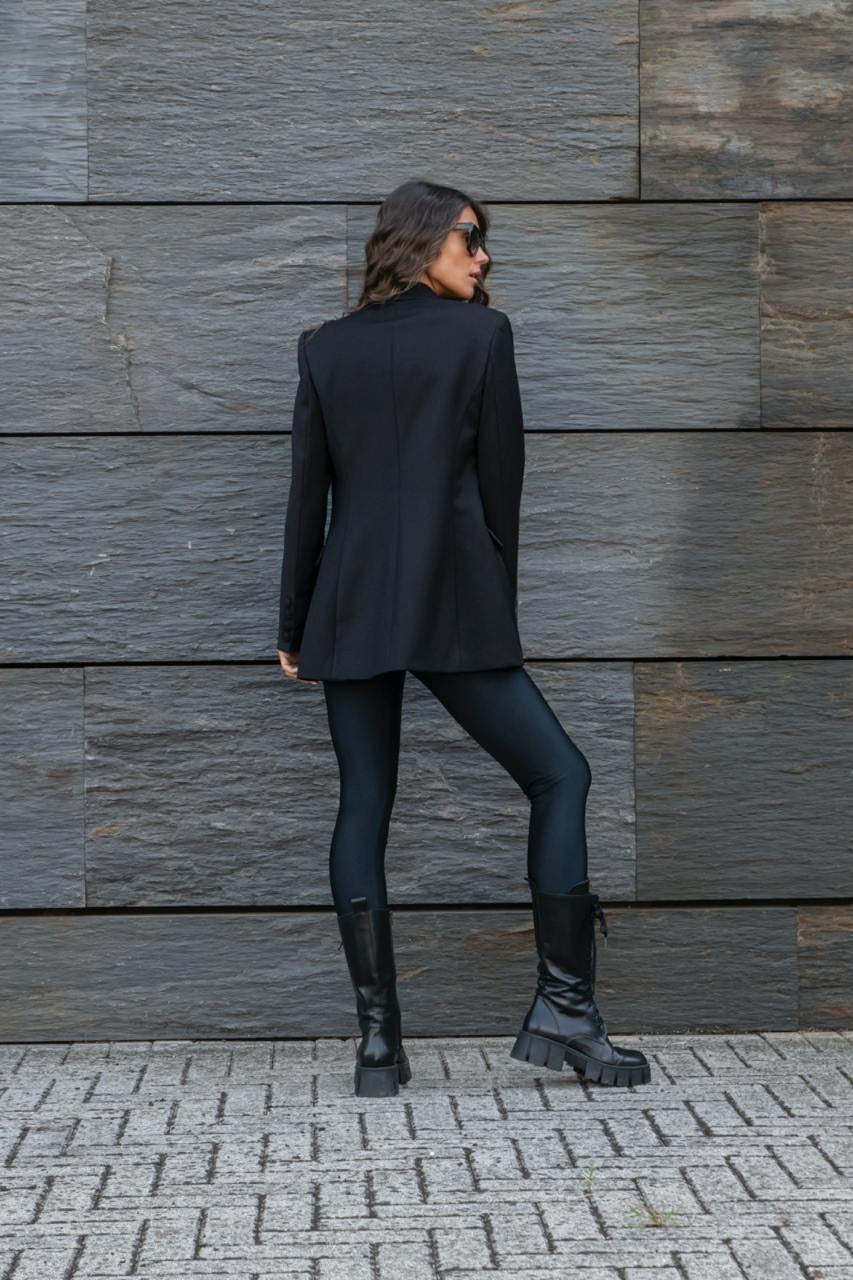 Leggings In Lycra Lucida A Vita Alta Con Elastico Logato