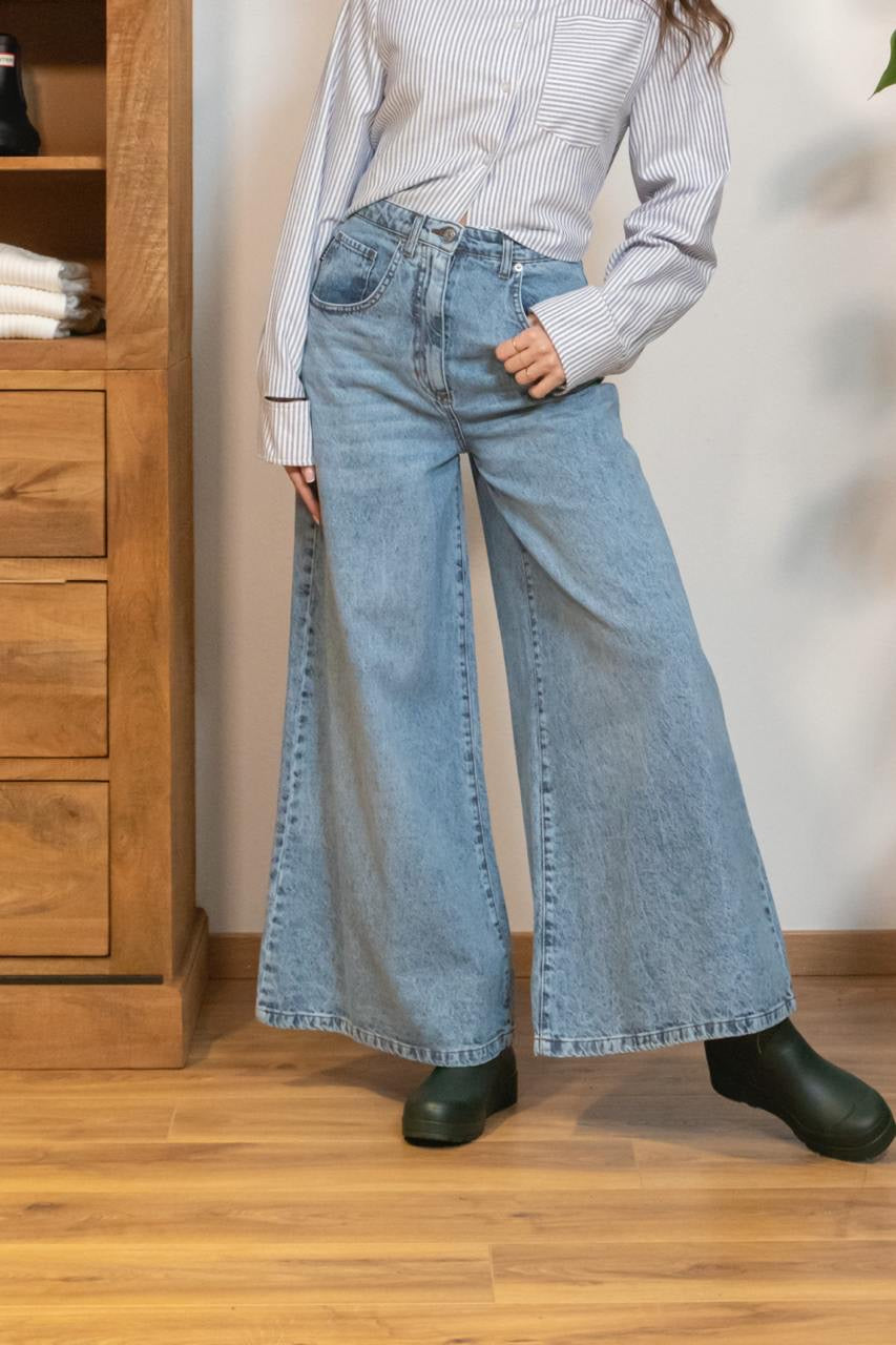 Jeans Palazzo Lavaggio Chiaro