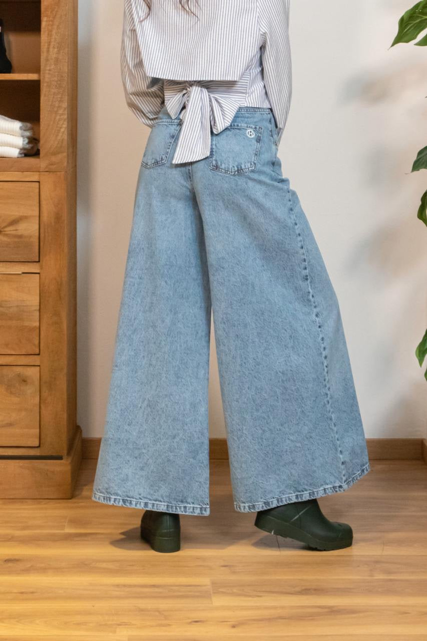 Jeans Palazzo Lavaggio Chiaro