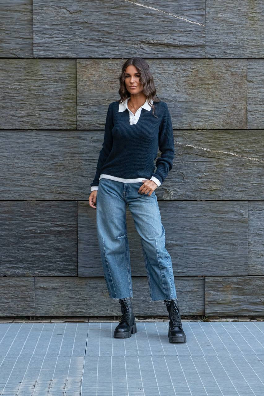 Kallie Knit Polo Blu