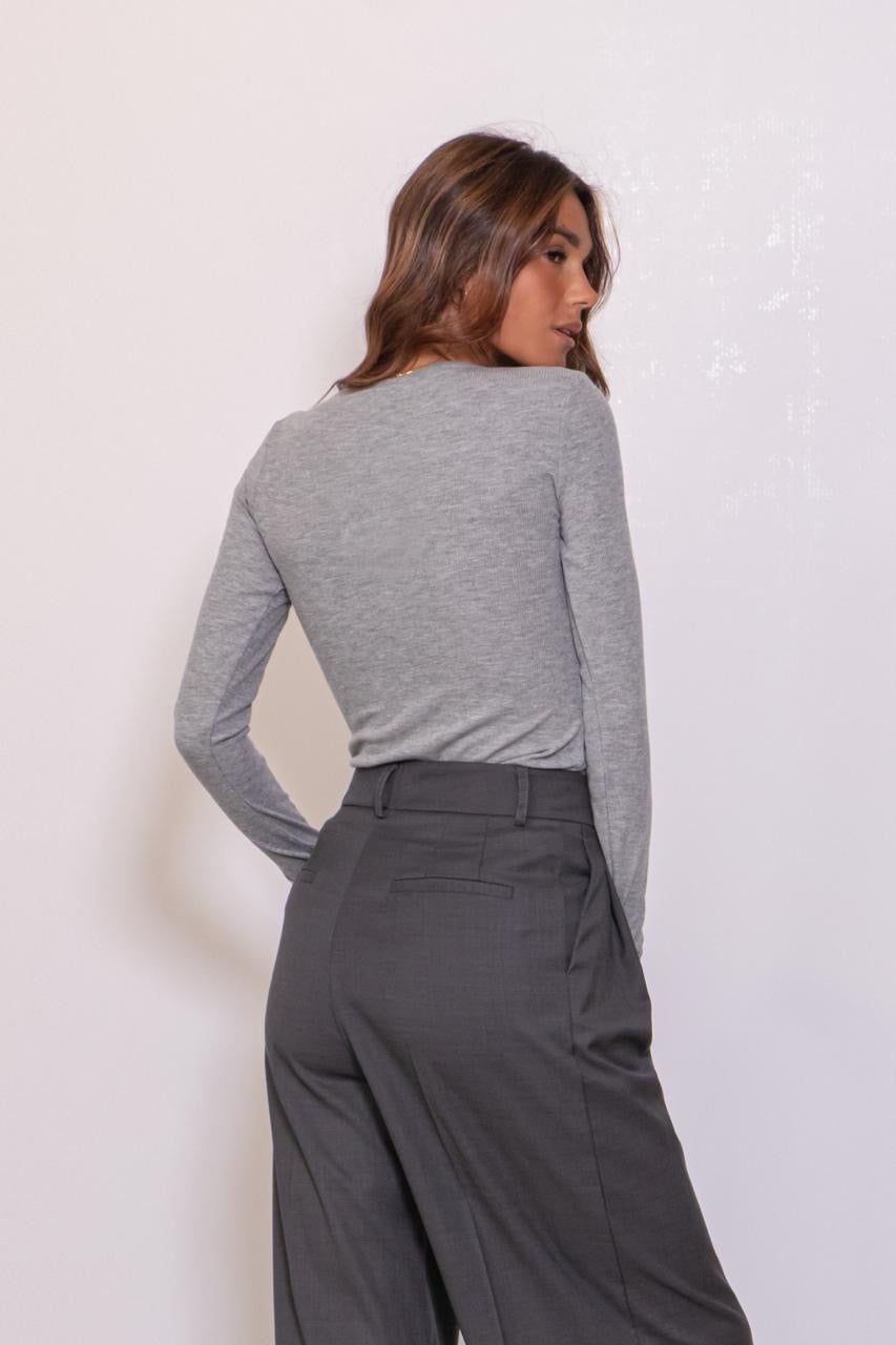 Preordine Maglia Basica A Manica Lunga In Tessuto Costine