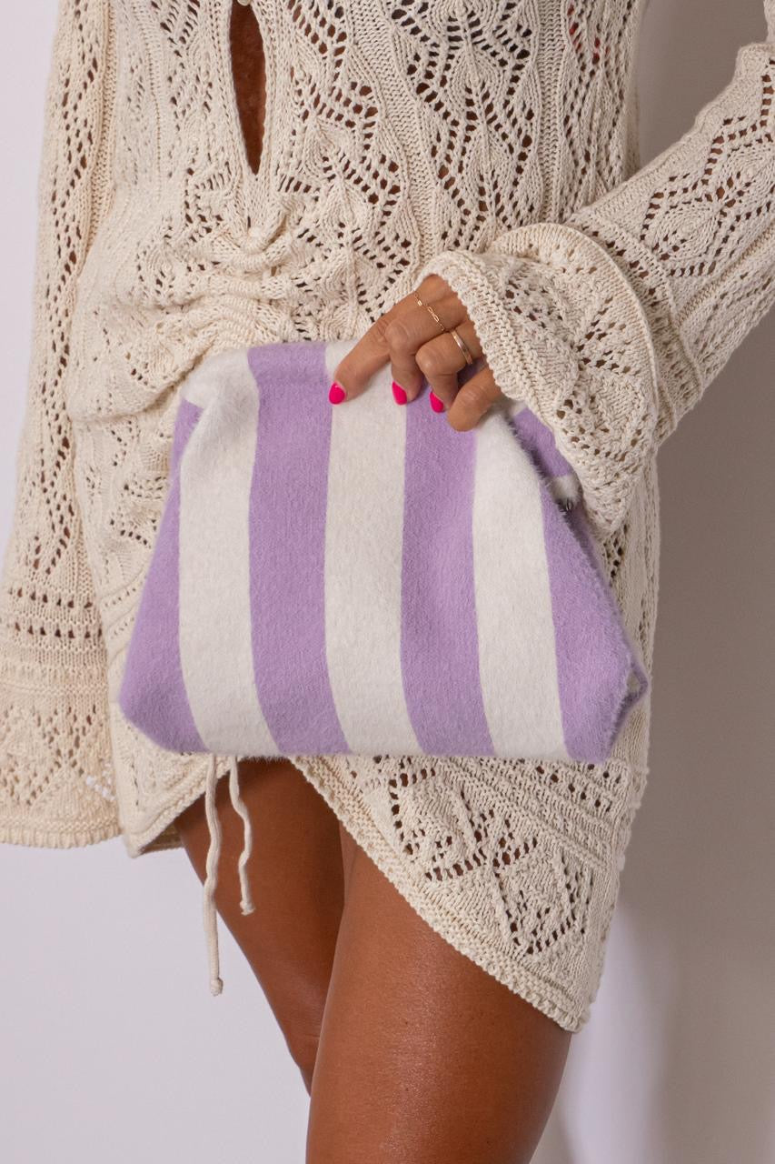 City Girl Pouch A Righe Lilla/burro