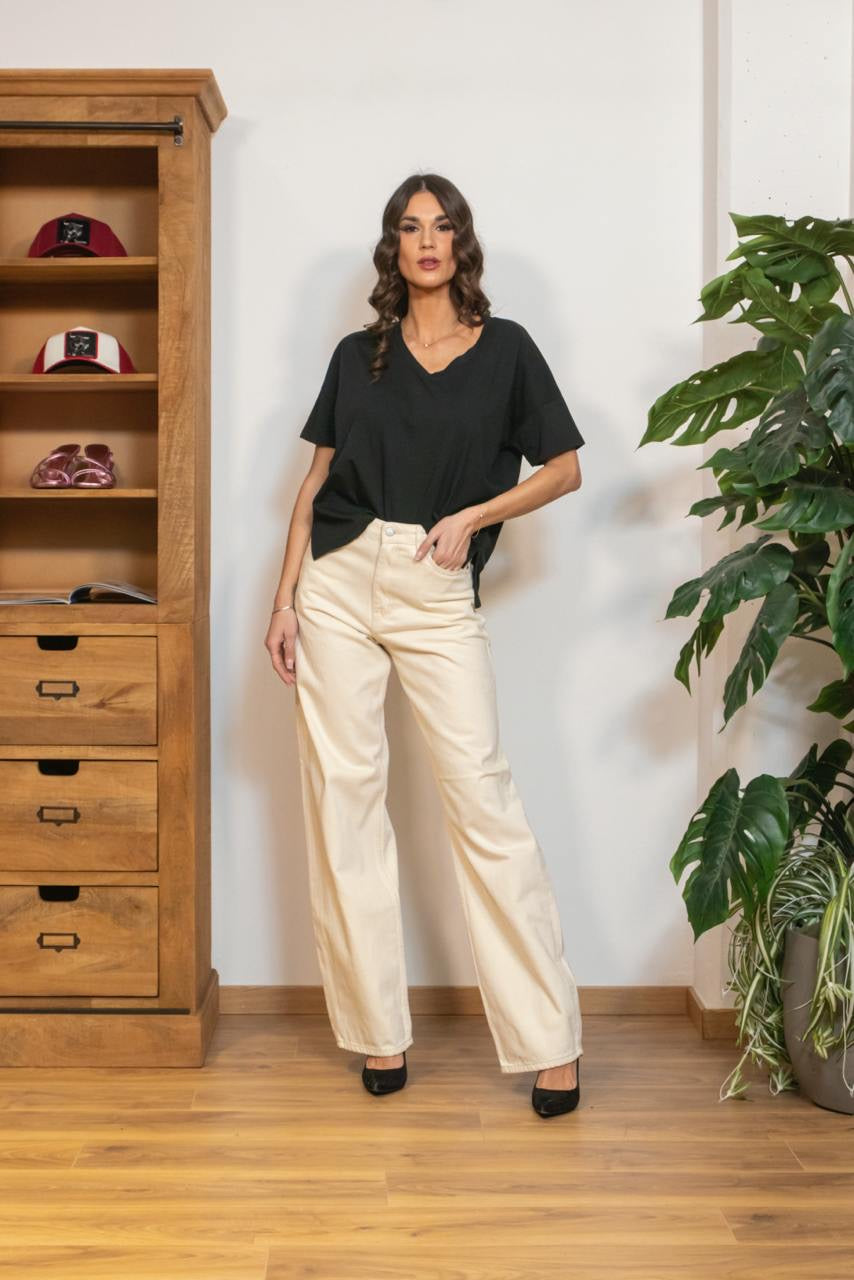 T-shirt Scollo V A Maniche Corte