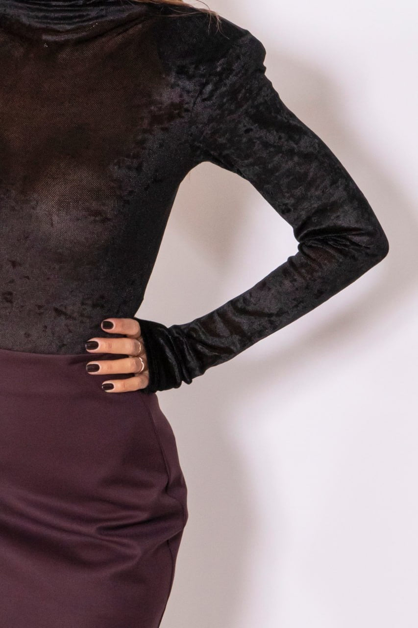Body con spalline in velluto