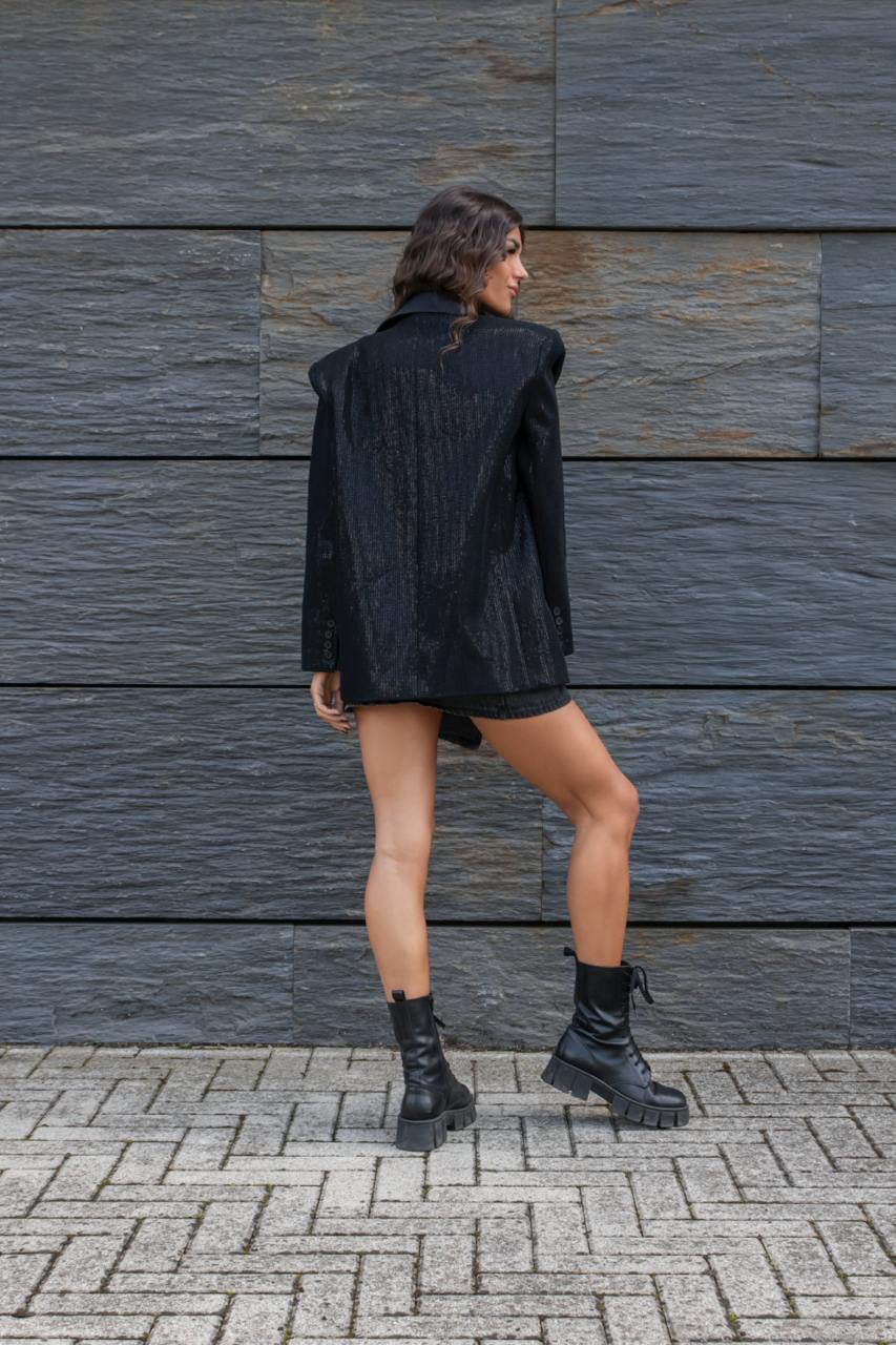 Preordine Blazer In Raso Con Paillettes