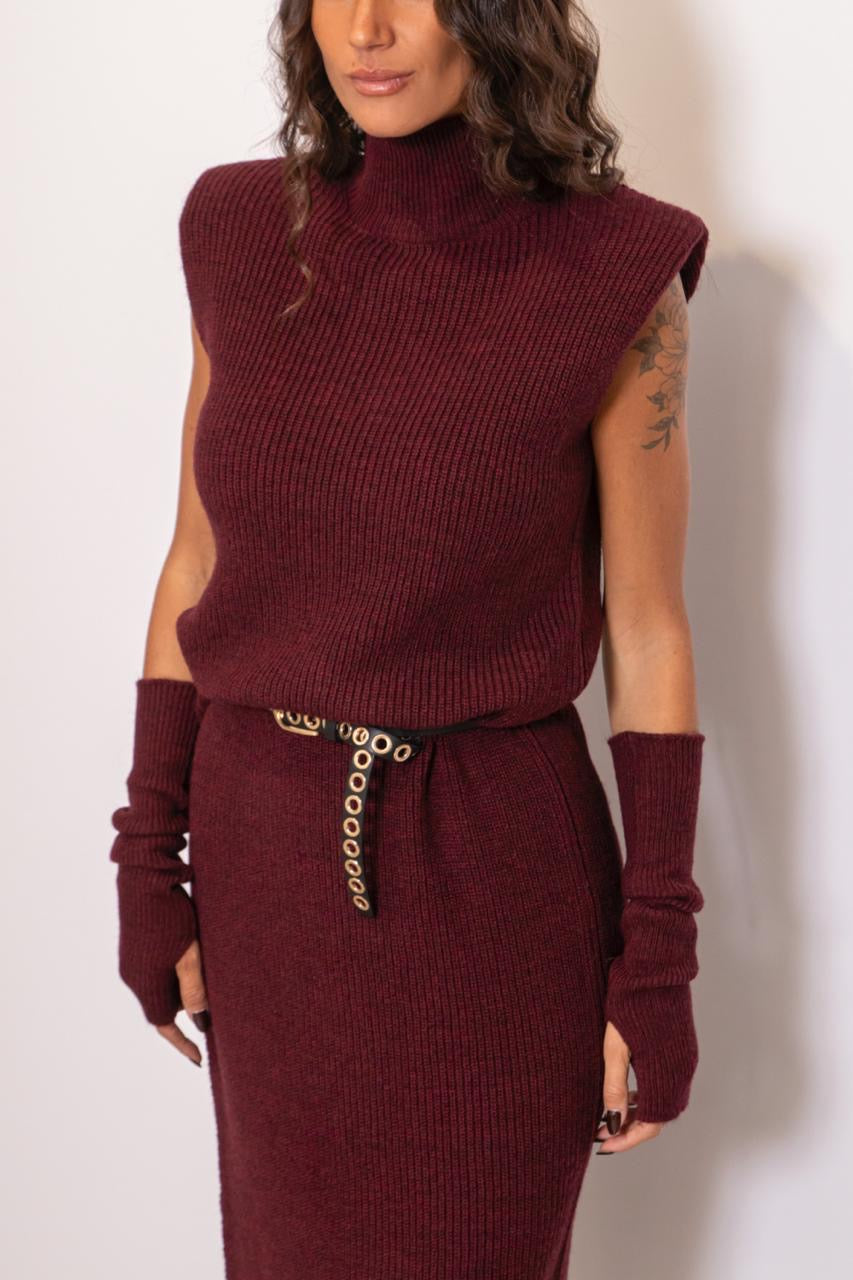 Abito Midi In Maglia Con Manicotti