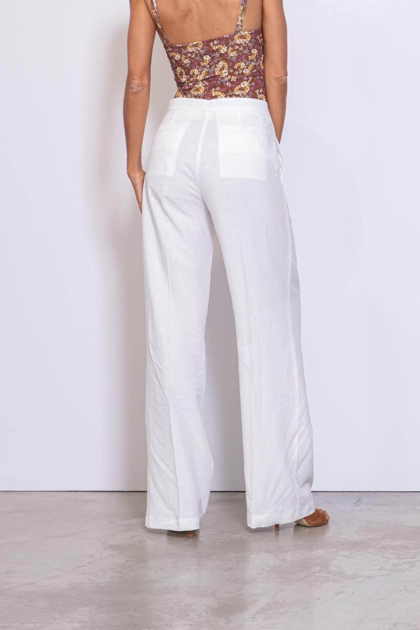 Preordine Pantalone Con Stiratura Verticale In Misto Lino