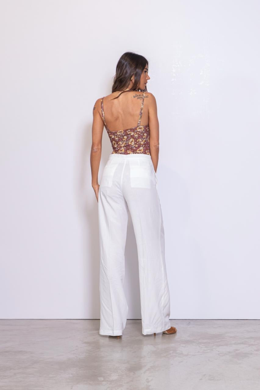 Preordine Pantalone Con Stiratura Verticale In Misto Lino