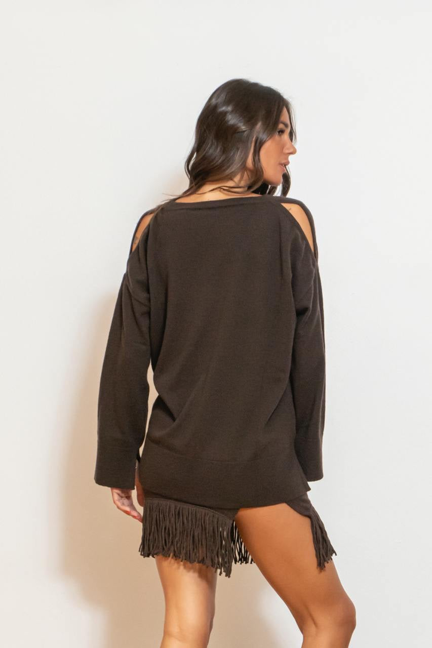 Maglione Scollo A V Con Dettagli Cut Out Moro