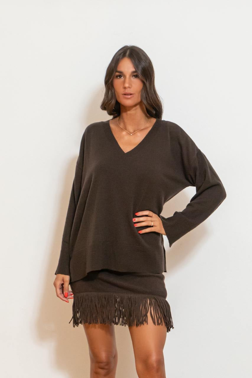 Maglione Scollo A V Con Dettagli Cut Out Moro