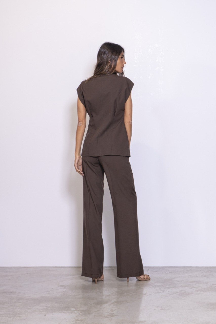 Preordine Pantalone Con Stiratura Verticale In Misto Lino