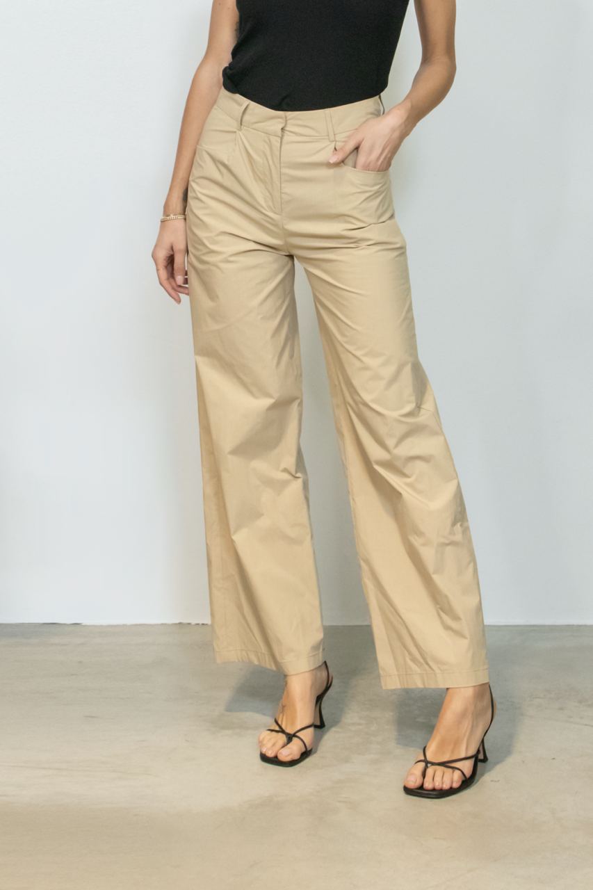 Pantaloni Slouchy In Popeline