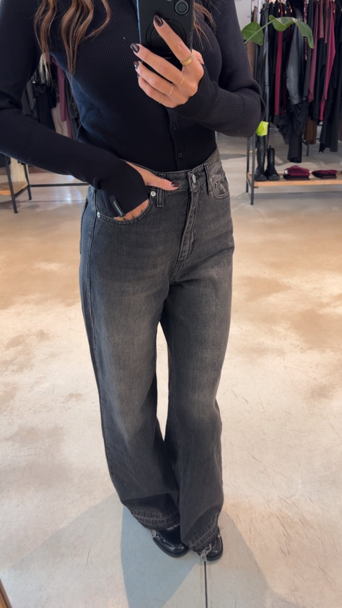 Jeans Wide Leg Grigio