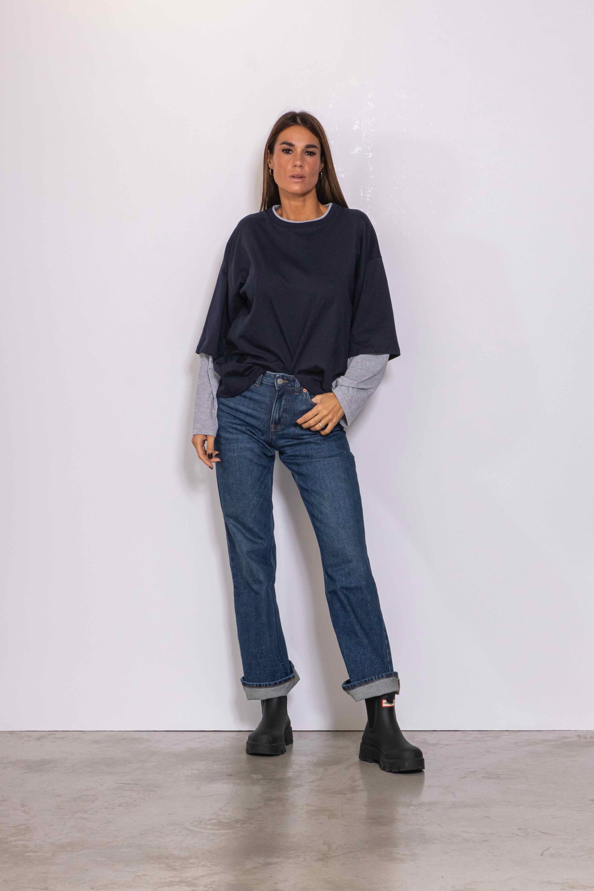 T-Shirt Over effetto sovrapposto blu