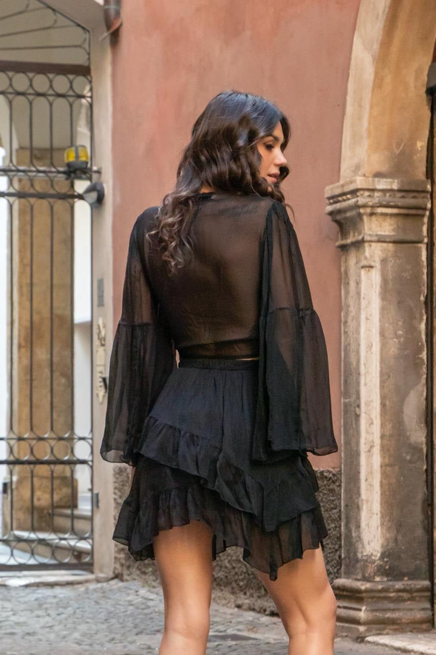 Camicia Corta Con Nodo In Seta